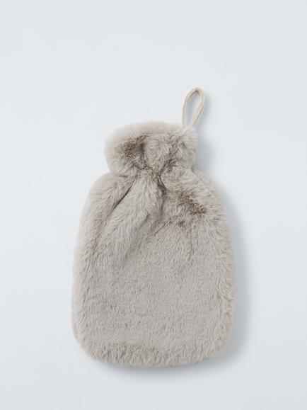 John Lewis Faux Fur Hot Water Bottle - view 2, Mocha