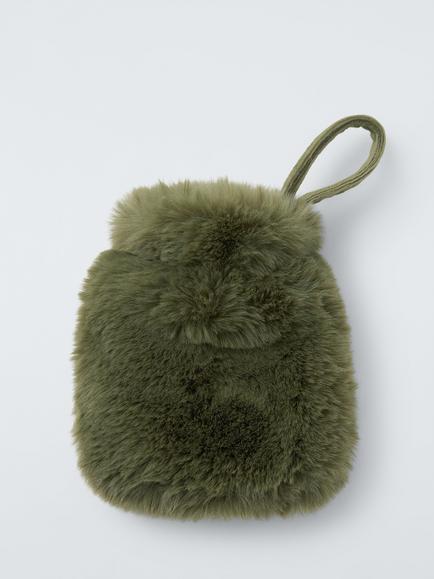 John Lewis Faux Fur Mini Hot Water Bottle - view 2, Green