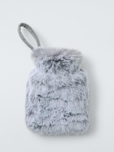 John Lewis Faux Fur Mini Hot Water Bottle, Grey