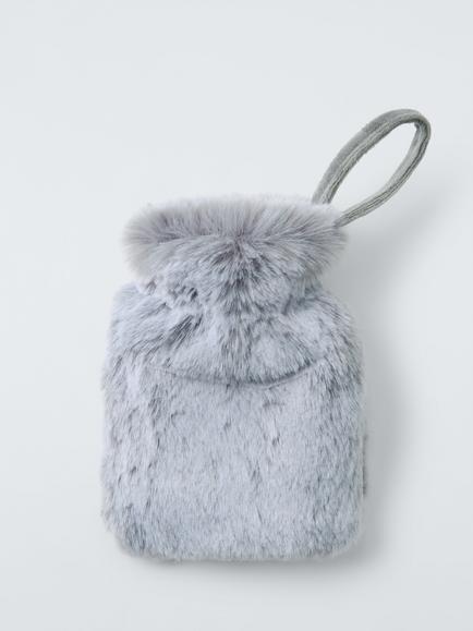 John Lewis Faux Fur Mini Hot Water Bottle - view 2, Grey
