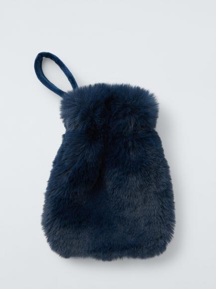 John Lewis Faux Fur Mini Hot Water Bottle, Navy