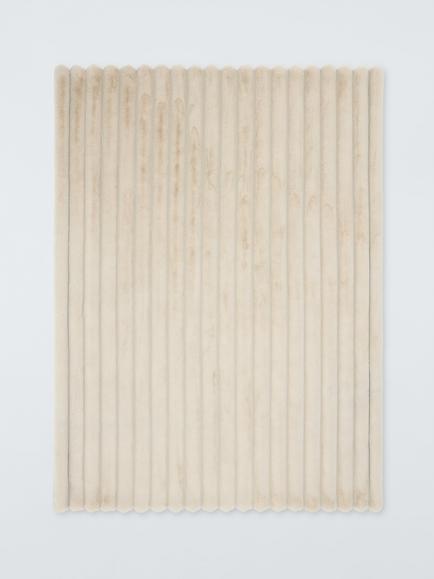 John Lewis Ribbed Faux Fur Throw, Natural - view 2, Natural Beige