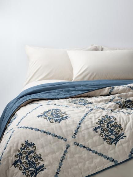 John Lewis Pomegranate Tree Quilt, Blue, Blue