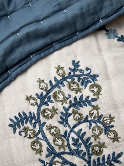 John Lewis Pomegranate Tree Quilt, Blue - view 2, Blue