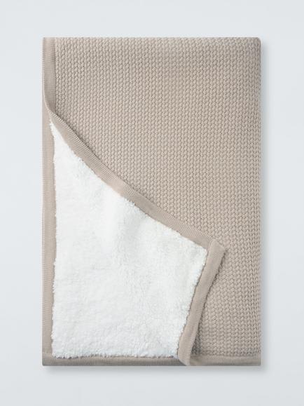 John Lewis Cable Knit Sherpa Fleece Throw, Natural