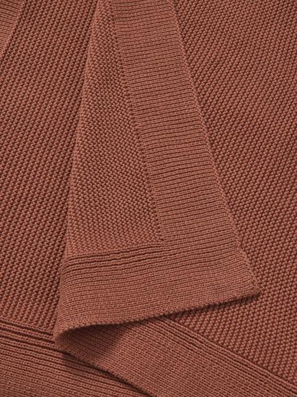 John Lewis Rye Plain Knit Throw - view 2, Auburn