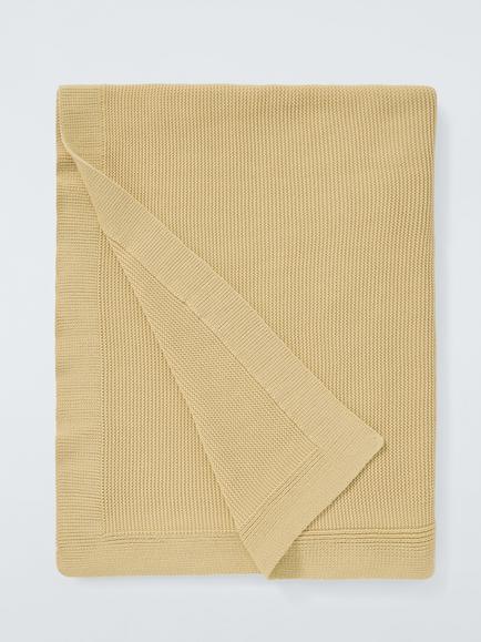 John Lewis Rye Plain Knit Throw, Butter/ Yellow