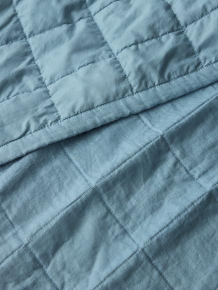 John Lewis Linen Blend Quilted Bedspread - view 2, Nordic Blue