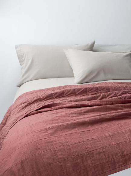 John Lewis Linen Blend Quilt, Pink Clay