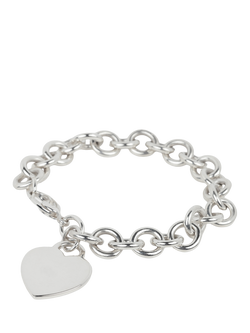 Pre-loved Tiffany & Co. Sterling Silver Heart Tag Charm 19cm Bracelet, Silver