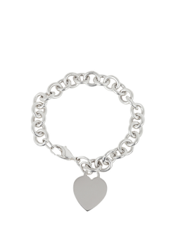 Pre-loved Tiffany & Co. Sterling Silver Heart Tag Charm 19cm Bracelet - view 2, Silver