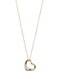 Pre-loved Tiffany & Co. Elsa Peretti 5 Diamond 18ct Yellow Gold Open Heart Pendant, Gold