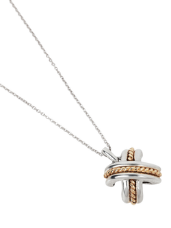 Pre-loved Tiffany & Co. Signature Vintage Sterling Silver and 18ct Yellow Gold Pendant Necklace - view 2, Silver/Gold