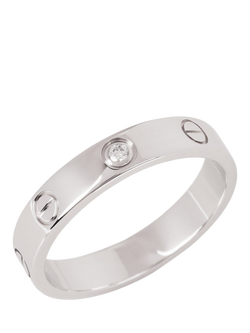 Pre-loved Cartier 1 Diamond 18ct White Gold Love Small Band Ring, P 1/2, White Gold