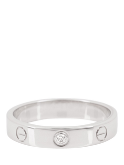 Pre-loved Cartier 1 Diamond 18ct White Gold Love Small Band Ring, P 1/2 - view 2, White Gold