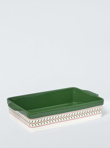 John Lewis Christmas Foliage Fine China Roaster, 30cm, Green, Multi