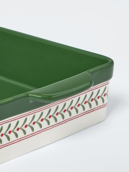 John Lewis Christmas Foliage Fine China Roaster, 30cm, Green - view 2, Multi
