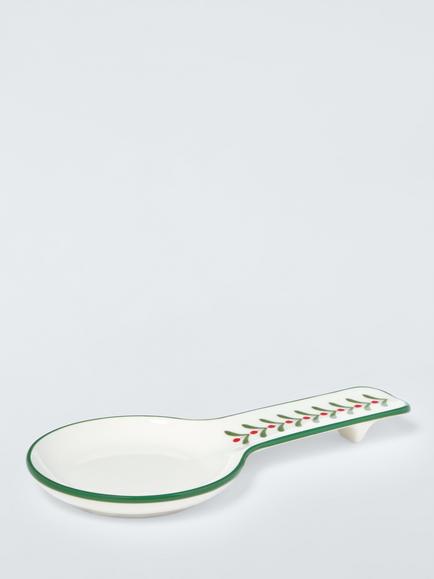 John Lewis Christmas Foliage Fine China Spoon Rest, Multi