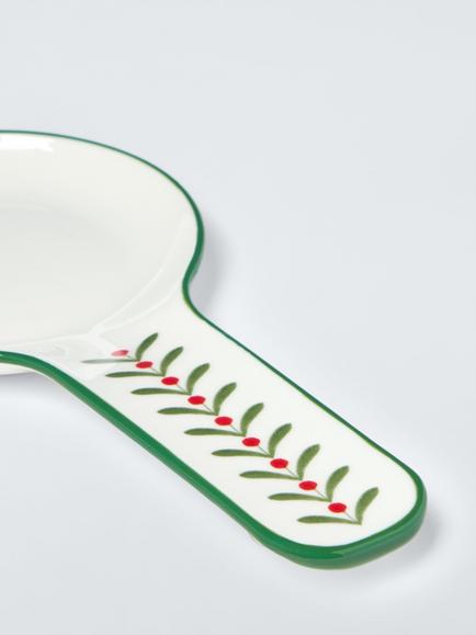John Lewis Christmas Foliage Fine China Spoon Rest - view 2, Multi