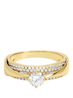 Jon Richard Cubic Zirconia and Pavé Ring, Gold, M 1/2, Gold