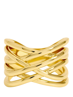 Jon Richard Polished Crossover Ring, Gold, M 1/2, Gold