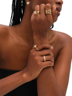 Jon Richard Polished Crossover Ring, Gold, M 1/2 - view 2, Gold