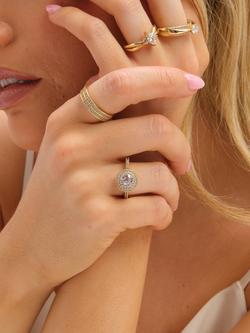 Jon Richard Navette Cubic Zirconia Ring, Gold - view 2, Gold