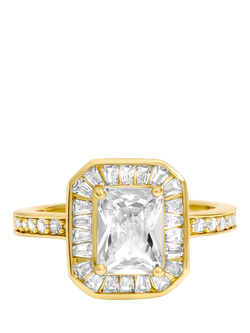 Jon Richard Emerald Cut Cubic Zirconia Ring, Gold, M 1/2, Gold