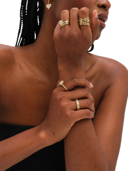 Jon Richard Cubic Zirconia Double Band Ring, Gold, M 1/2 - view 2, Gold