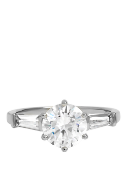 Jon Richard Cubic Zirconia Solitaire Ring, Silver, M 1/2, Silver