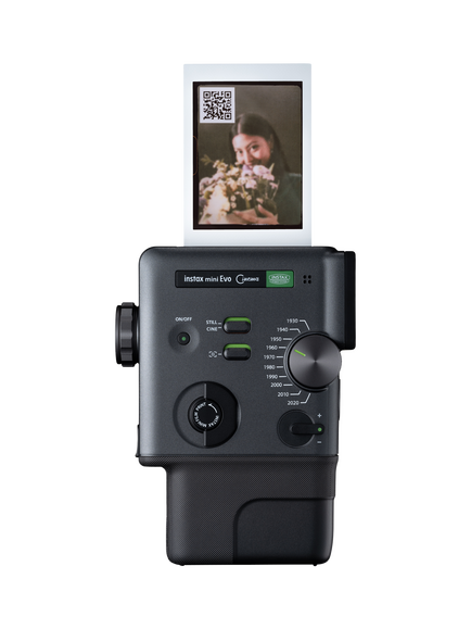 Fujifilm instax™ mini Evo Cinema Hybrid Instant Camera with Built-in Flash & Hand Strap, Black - view 2, Black