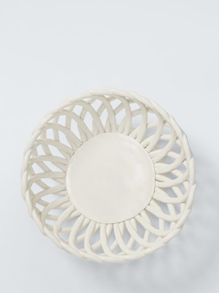 John Lewis Heritage Woven Basket Stoneware Footed Bowl, 25cm, Natural - view 2, Natural