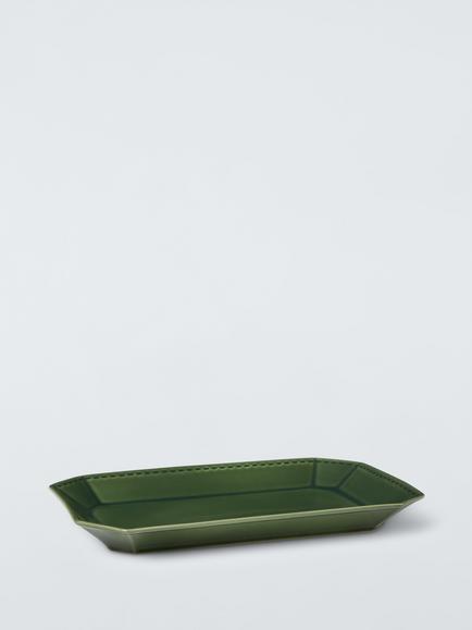 John Lewis Heath Rectangular Stoneware Platter, 30cm, Green, Green