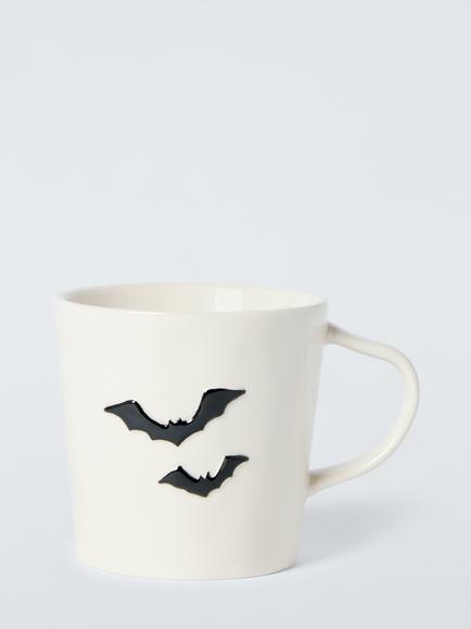 John Lewis Bat Icon Stoneware Mug, 350ml, White, White