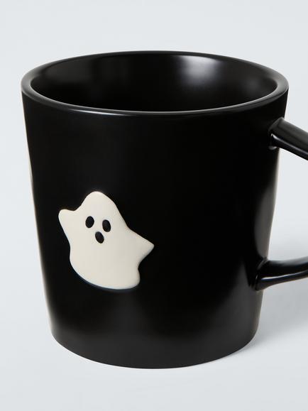 John Lewis Halloween Ghost Icon Stoneware Mug, 350ml, Black - view 2, White