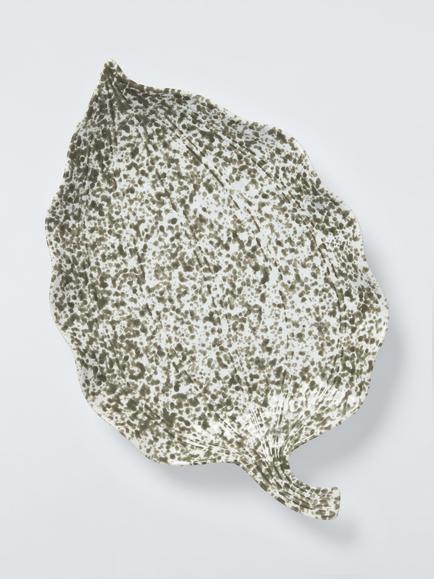 John Lewis Leaf Speckle Stoneware Dish, 37cm, Green - view 2, Multi