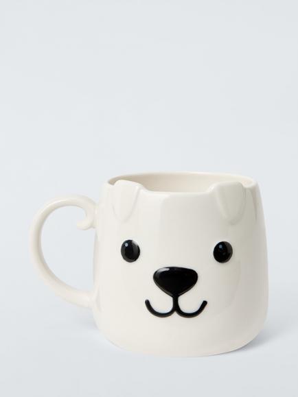 John Lewis Dog Fine China Mug, 310ml, White, White