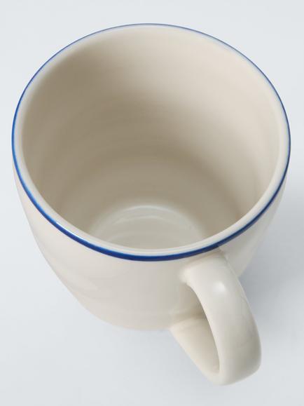 John Lewis Harbour Stoneware Mug, Set of 2, 340ml, Cream/Blue - view 2, White