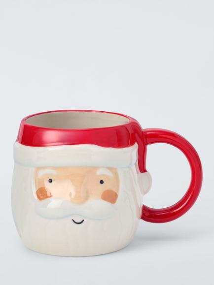 John Lewis Father Christmas Stoneware Mug, 500ml, White/Red, Multi