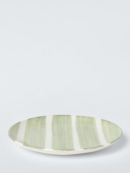 John Lewis Hand Painted Stripe Stoneware Tapas Plates, Set of 4, 16.5cm, Green/Red - view 2, Multi