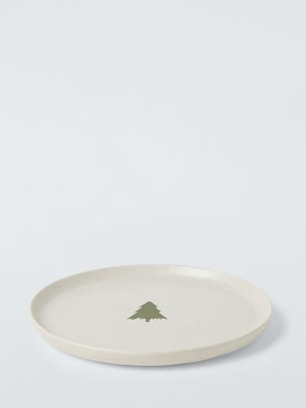 John Lewis Heartland Christmas Tree Speckled Stoneware Side Plate, 21cm, Natural - view 2, Natural