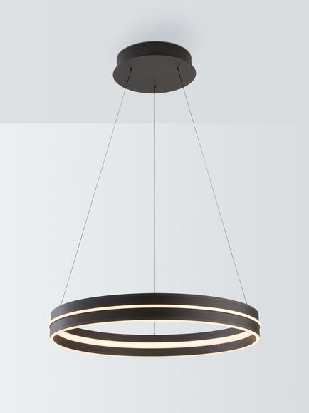 John Lewis Liquorice Faux Leather Pendant Ceiling Light, Black, Black
