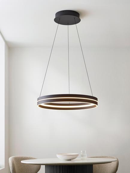 John Lewis Liquorice Faux Leather Pendant Ceiling Light, Black - view 2, Black