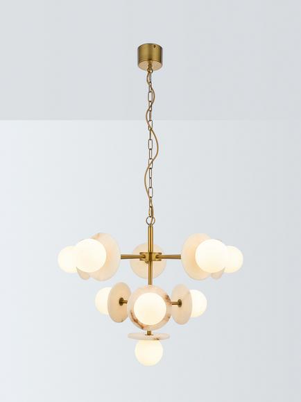 John Lewis Novarro Multi-Arm Opal Globe Pendant Ceiling Light, Antique Brass, Antique Brass