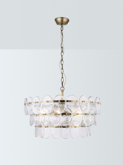 John Lewis Vetro 3 Tier Textured Glass Pendant Ceiling Light, Clear, Textured Glass