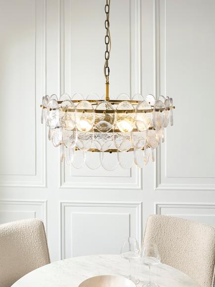 John Lewis Vetro 3 Tier Textured Glass Pendant Ceiling Light, Clear - view 2, Textured Glass