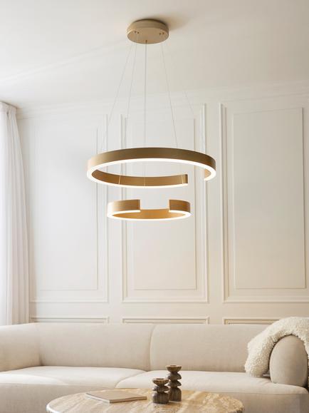John Lewis Vina Hoop Pendant Ceiling Light, Gold Effect - view 2, Gold Effect