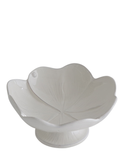 Virginia Casa Clover Footed Earthenware Serving Bowl, 34cm, White - view 2, White