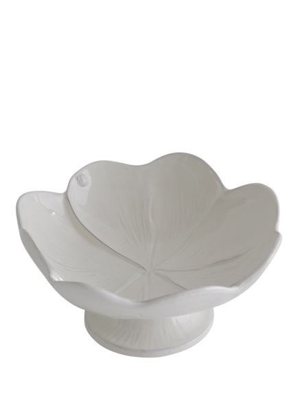 Virginia Casa Clover Footed Earthenware Serving Bowl, 34cm, White - view 2, White