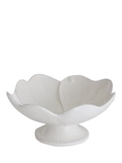 Virginia Casa Clover Footed Earthenware Serving Bowl, 34cm, White, White